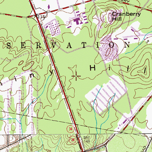 Topographic Map of Hominy Hills, NJ