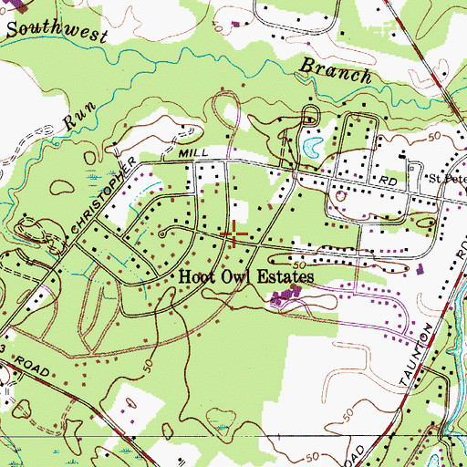 Topographic Map of Hoot Owl Estates, NJ