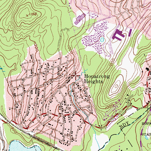 Topographic Map of Hopatcong Heights, NJ