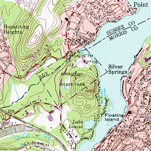 Topographic Map of Hopatcong State Park, NJ
