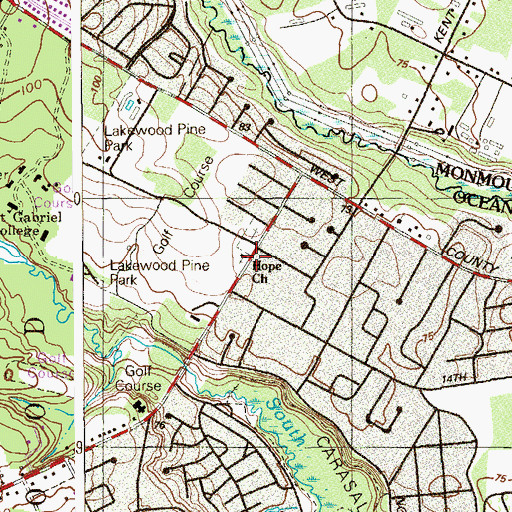 Topographic Map of Hope Presbyterian Church, NJ