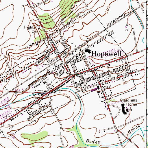 Topographic Map of Hopewell, NJ