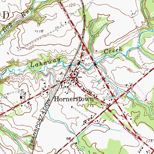 Topographic Map of Hornerstown, NJ