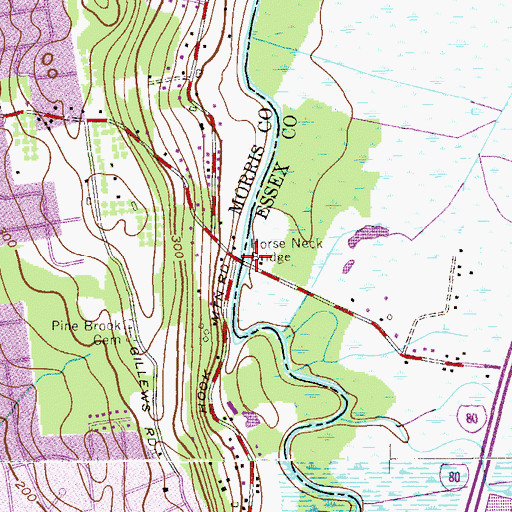 Topographic Map of Horse Neck Bridge, NJ