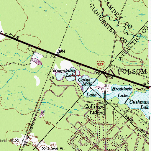 Topographic Map of Hospitality Lake, NJ