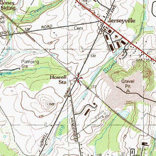 Topographic Map of Howell Station, NJ