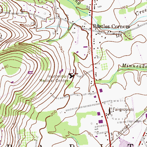 Topographic Map of Hunterdon Medical Center, NJ