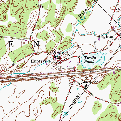 Topographic Map of Huntsville, NJ