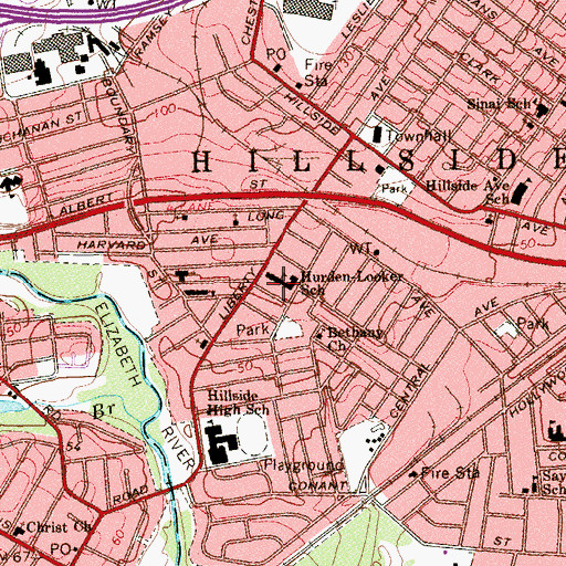 Topographic Map of Hurden-Looker Elementary School, NJ