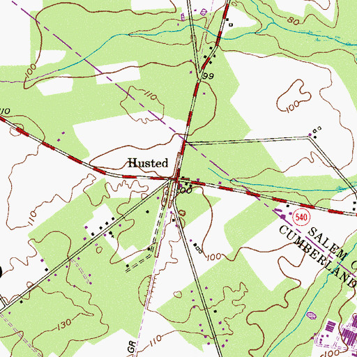 Topographic Map of Husted, NJ
