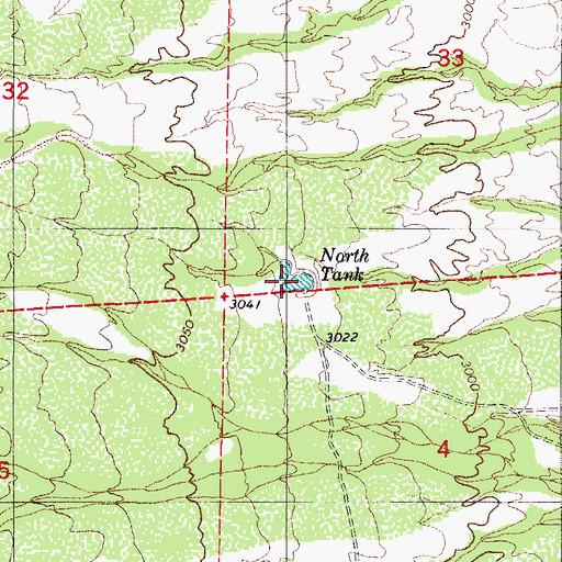 Topographic Map of North Tank, AZ