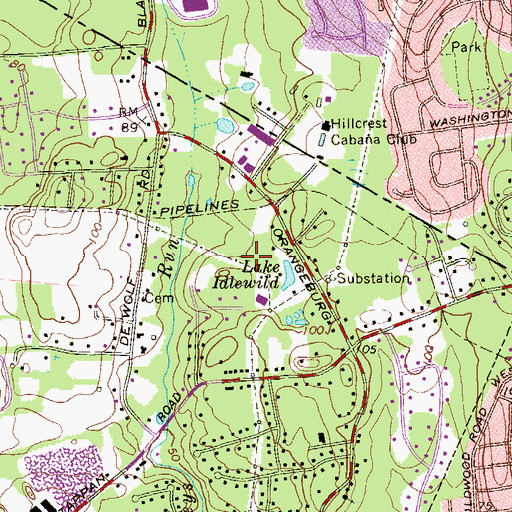 Topographic Map of Lake Idlewild, NJ