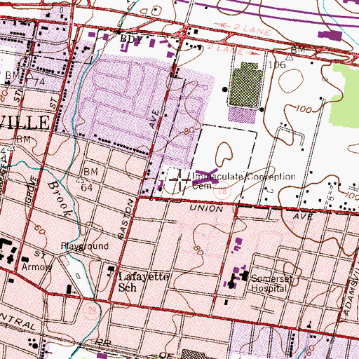 Topographic Map of Immaculate Conception Cemetery, NJ