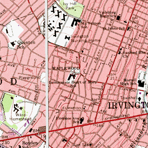 Topographic Map of Immaculate Heart of Mary School, NJ