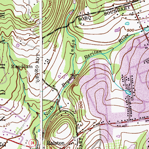 Topographic Map of India Brook, NJ