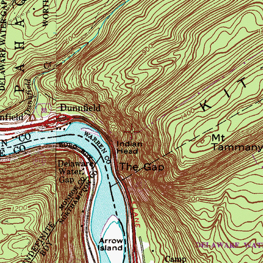 Topographic Map of Indian Head, NJ