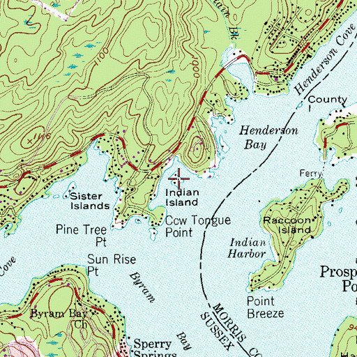 Topographic Map of Indian Island, NJ