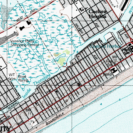 Topographic Map of Inside Thorofare, NJ