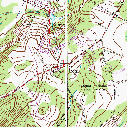 Topographic Map of Ironia, NJ