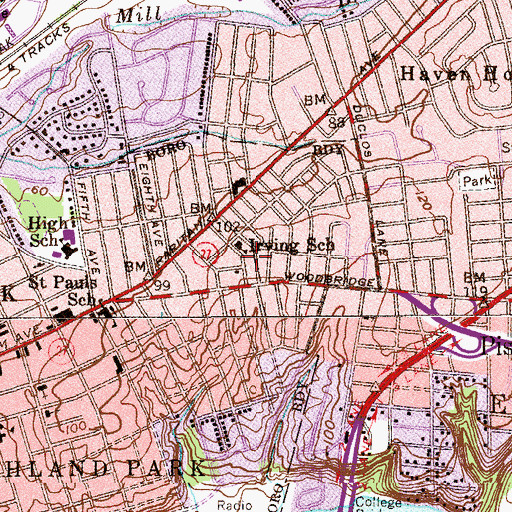 Topographic Map of Irving Primary School, NJ
