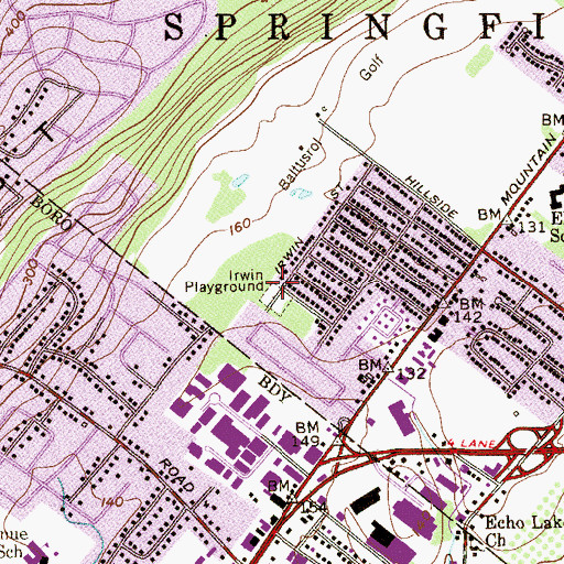 Topographic Map of Irwin Playground, NJ