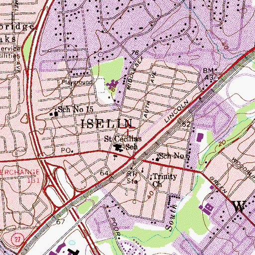 Topographic Map of Iselin, NJ