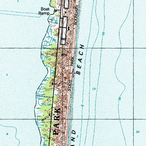 Topographic Map of Island Beach State Park, NJ