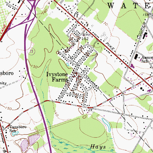 Topographic Map of Ivystone Farms, NJ