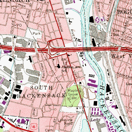 Topographic Map of Jackson Avenue Elementary School, NJ