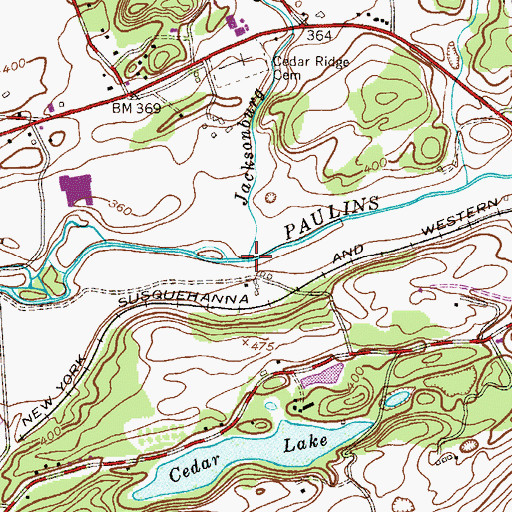Topographic Map of Jacksonburg Creek, NJ
