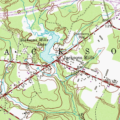 Topographic Map of Jacksons Mills, NJ