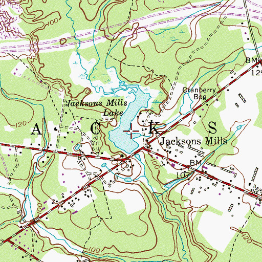 Topographic Map of Jacksons Mills Lake, NJ