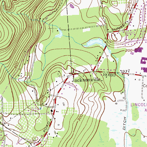Topographic Map of Jacksonville, NJ