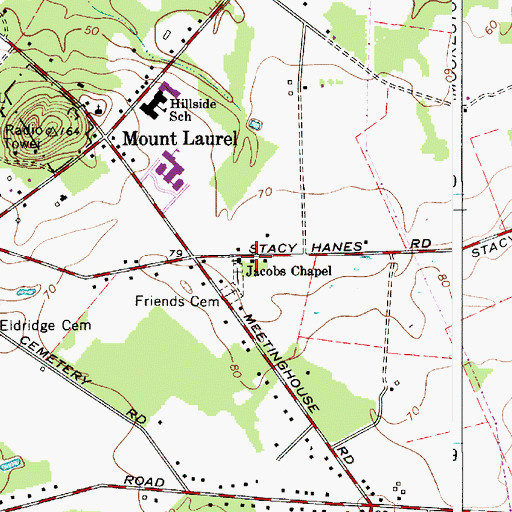 Topographic Map of Jacobs Chapel, NJ
