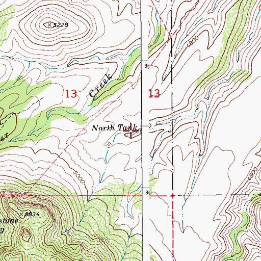 Topographic Map of North Tank, AZ