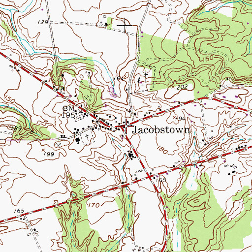Topographic Map of Jacobstown, NJ