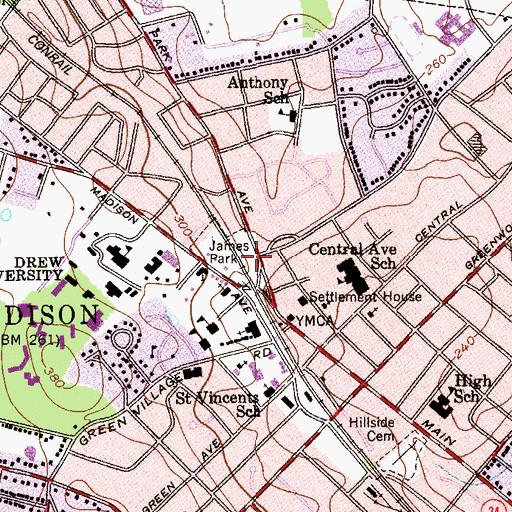 Topographic Map of James Park, NJ