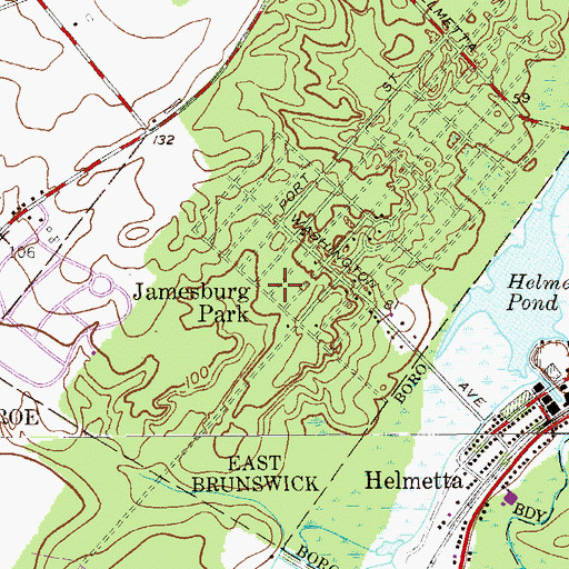 Topographic Map of Jamesburg Park, NJ