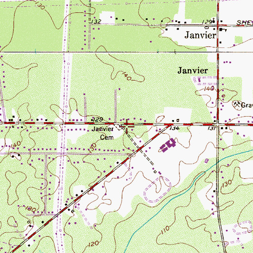 Topographic Map of Janvier Cemetery, NJ