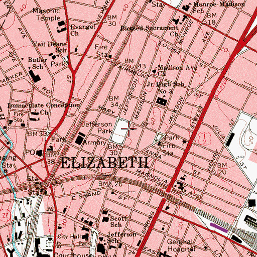 Topographic Map of Jefferson Park, NJ