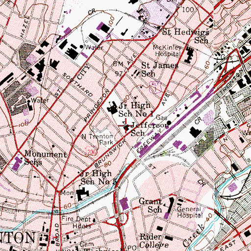 Topographic Map of Jefferson School, NJ