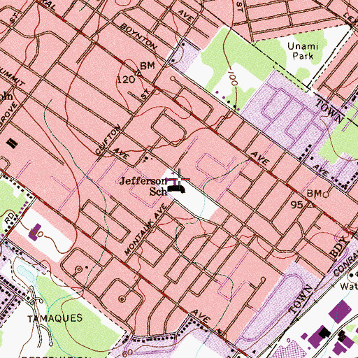 Topographic Map of Jefferson Elementary School, NJ