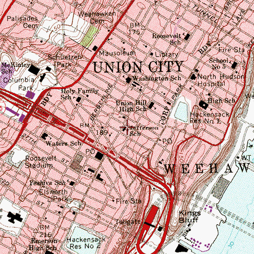 Topographic Map of Jefferson Elementary School, NJ
