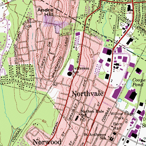 Topographic Map of Thomas Jefferson Elementary School, NJ