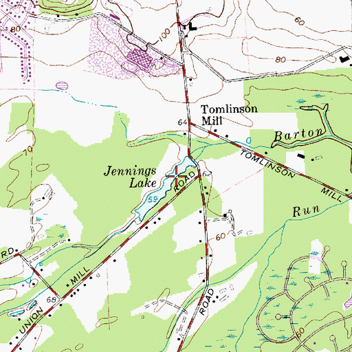 Topographic Map of Jennings Lake, NJ