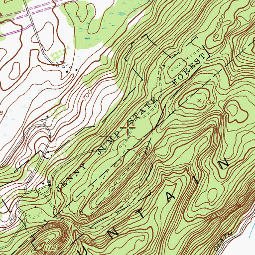 Topographic Map of Jenny Jump State Forest, NJ