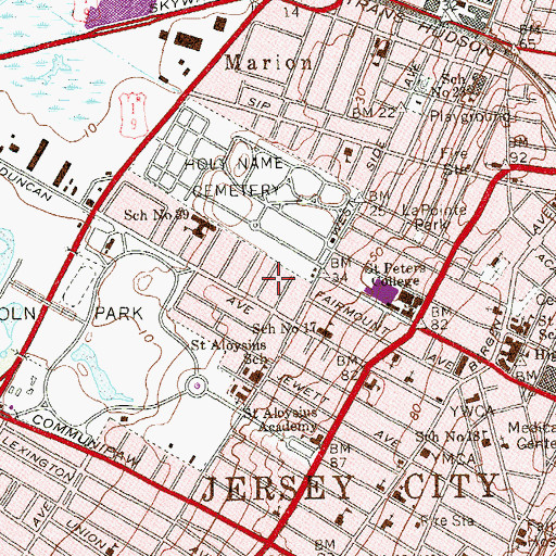Topographic Map of Jersey City, NJ