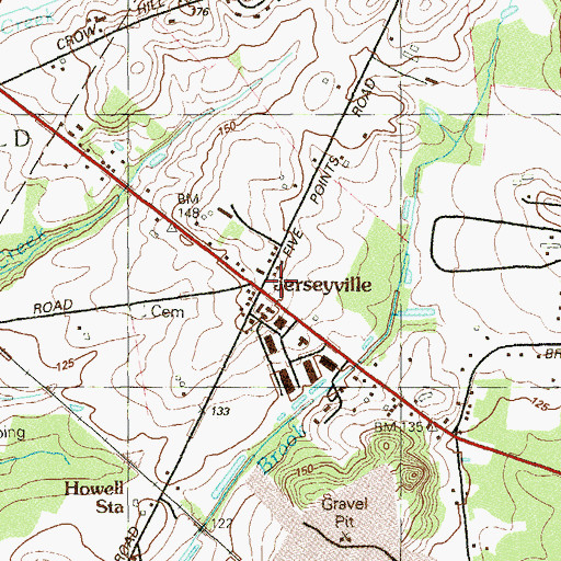 Topographic Map of Jerseyville, NJ