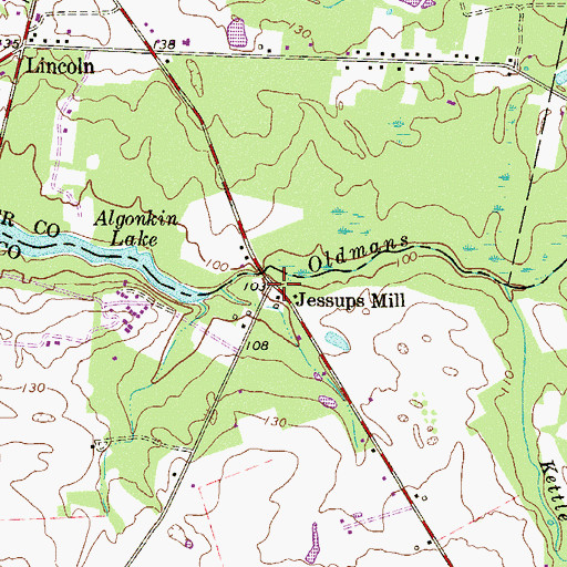 Topographic Map of Jessups Mill, NJ