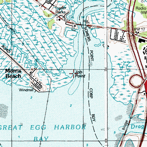 Topographic Map of Job Point, NJ